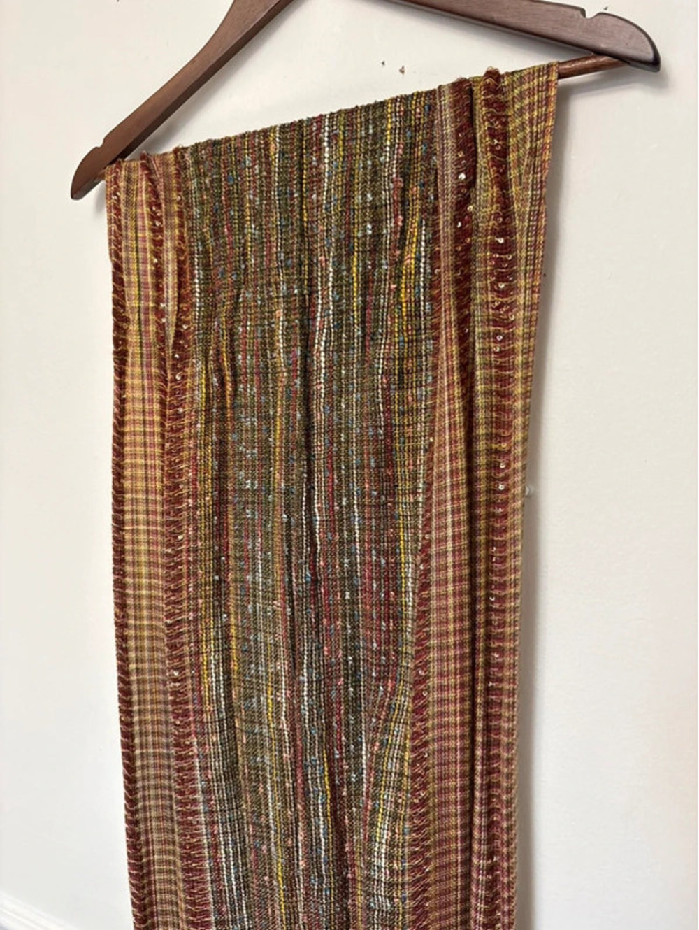 Collection 18 Multicolor Woven Sequin Fringe Scarf Boho Oversized Wrap